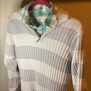 Men’s small button down + Half zip Sweater
